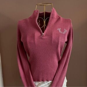 True Religion Mauve Ribbed Turtleneck Sweater
